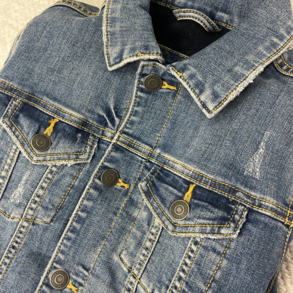 Abercrombie Kids Denim Jacket Size 7/8 Fleece Lined Jean Jacket‎